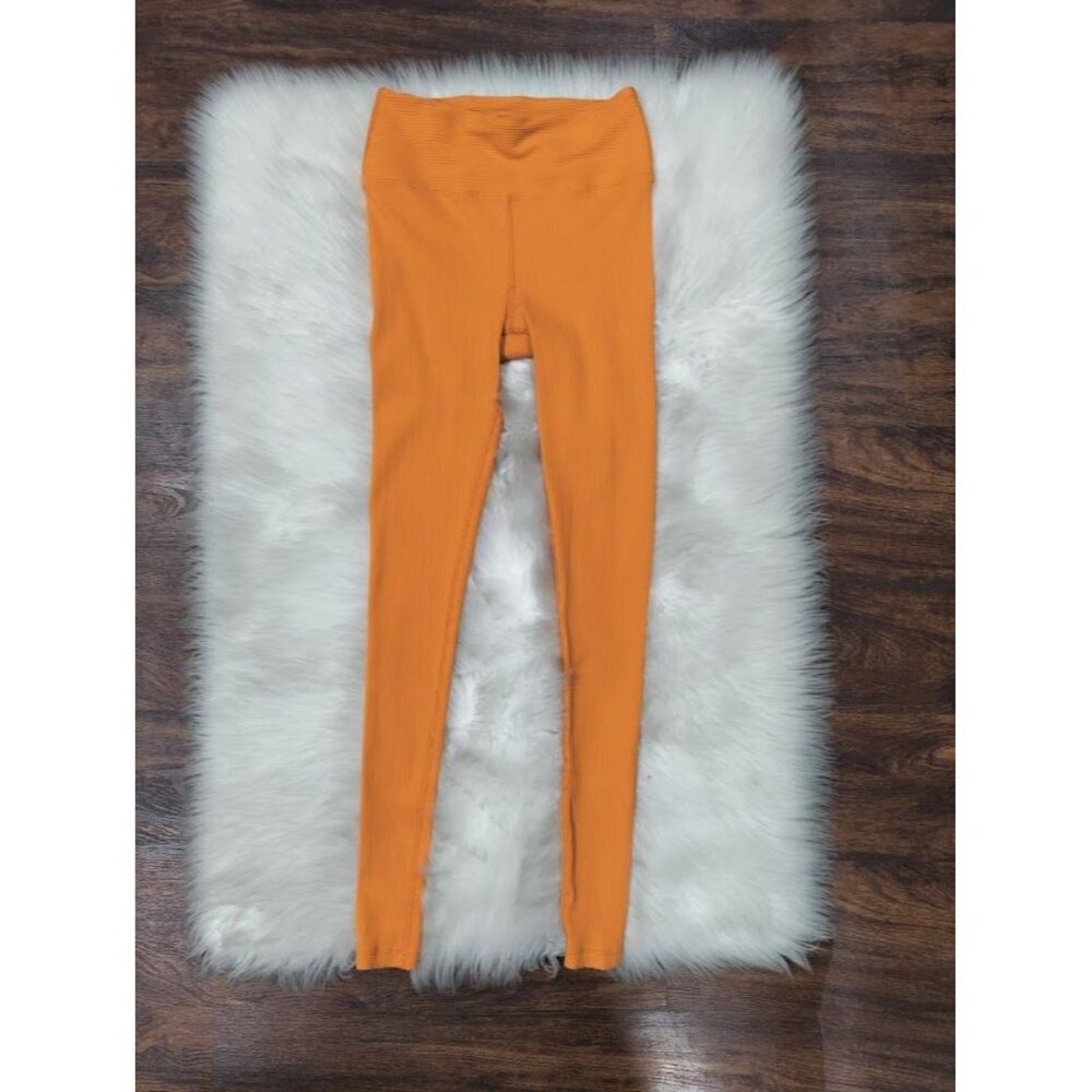 Year Of Our Cross V Waistline Ribbed Veronica Pull On Leggings Orange Women's S - Picture 3 of 10